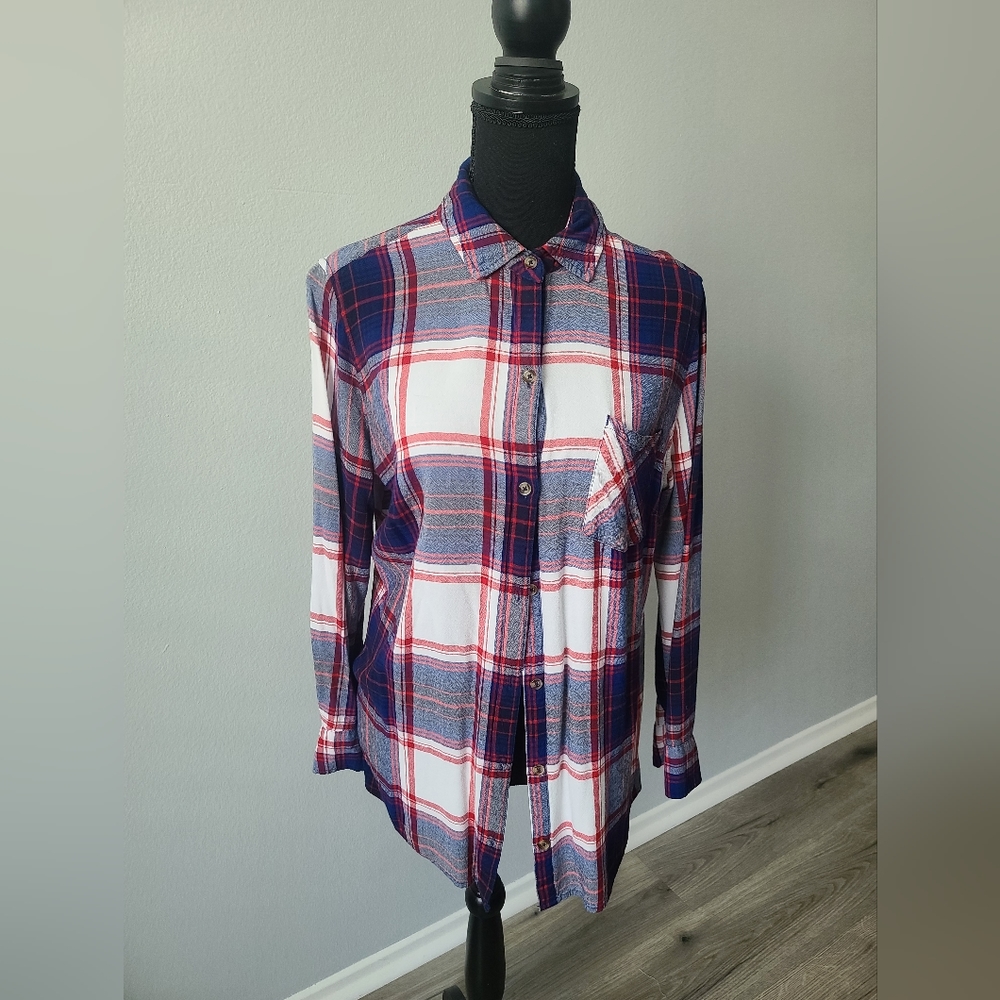 Blue White Red button Down shirt